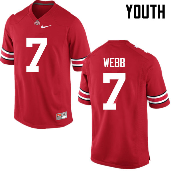 Ohio State Buckeyes Damon Webb Youth #7 Red Game Stitched College Football Jersey